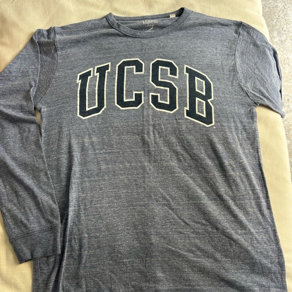 League UCSB Heather Navy Long Sleeve Crew